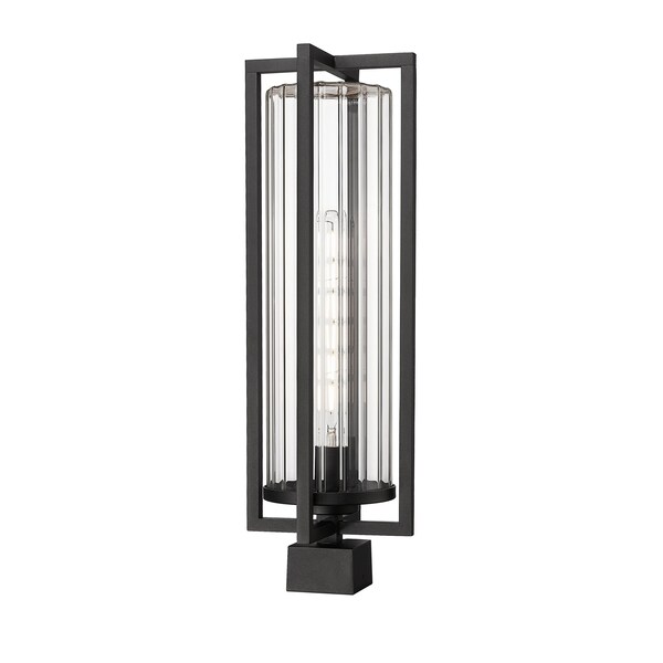 Z-Lite Aura 1 Light Outdoor Post Mount Fixture, 8in. W x 24.5in. H, Black 5013PHBS-BK - main